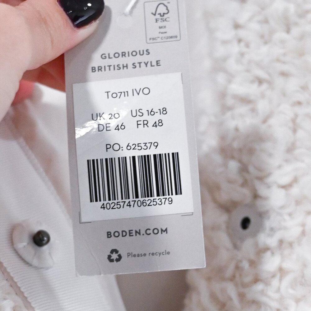 Boden Cream Teddy Jacket Plush Textured Design - Picture 7 of 12